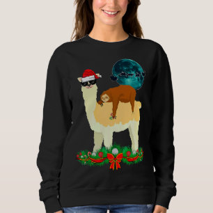 Funny Christmas Llama Sleeping Sloth Sweatshirt