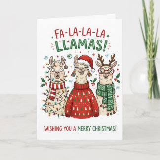 Funny Christmas Llamas – Fa La La Llamas Card