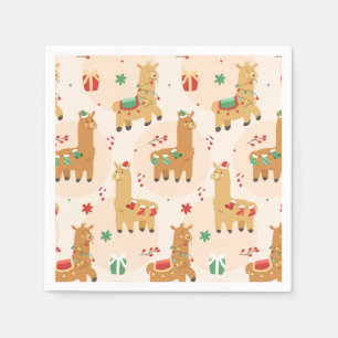 Funny Christmas Llamas Napkin