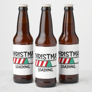 Funny Christmas loading word art Beer Bottle Label