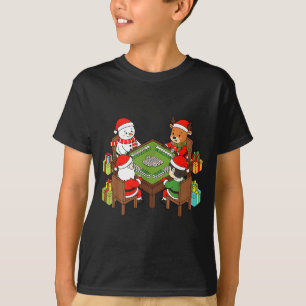 Funny Christmas Mahjong Santa Snowman Elf Reindeer T-Shirt