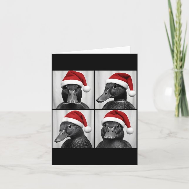 Funny Christmas Mallard Duck Santa Photo Booth  Card (Front)
