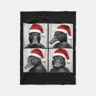 Funny Christmas Mallard Duck Santa Photo Booth  Fleece Blanket