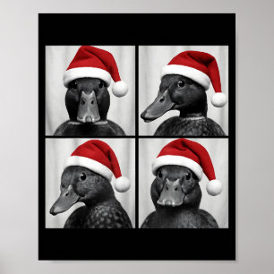 Funny Christmas Mallard Duck Santa Photo Booth Poster