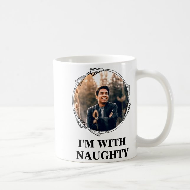 Funny Christmas Matching Couple Naughty Nice Photo Coffee Mug (Right)
