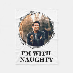 Funny Christmas Matching Couple Naughty Nice Photo Fleece Blanket