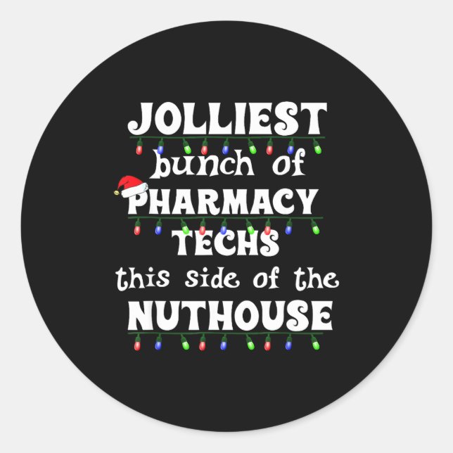 Funny Christmas Matching Group Work Pharmacy Techn Classic Round Sticker (Front)