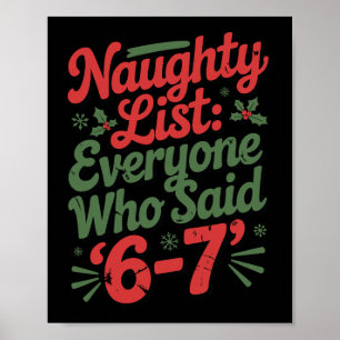 Funny Christmas Meme 6-7 Naughty List Humor Meme Poster