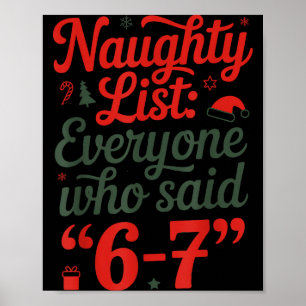 Funny Christmas Meme 6-7 Naughty List Humor Outfit Poster