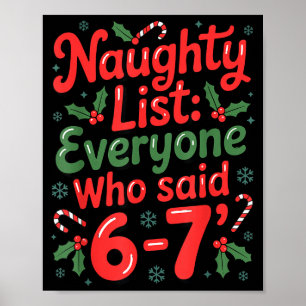 Funny Christmas Meme 6-7 Naughty List Humor Outfit Poster