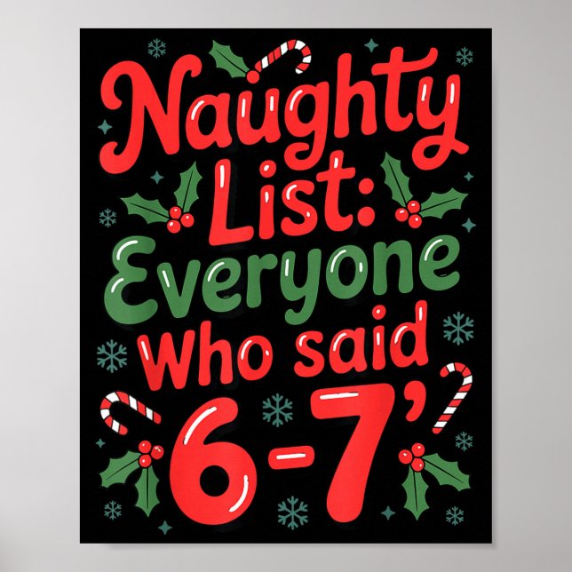 Funny Christmas Meme 6-7 Naughty List Humor Outfit Poster (Front)