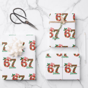 Funny Christmas Meme 6 7 Sarcastic Six Seven Xmas Wrapping Paper Sheet