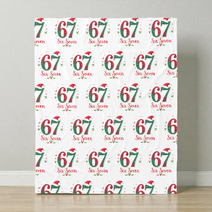 Funny Christmas Meme Six Seven 67 6 7 Holiday Fleece Blanket