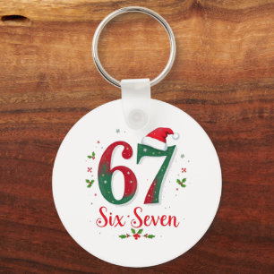 Funny Christmas Meme Six Seven 67 6 7 Holiday Key Ring