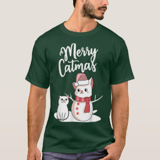 Funny Christmas Merry Catmas cat snowcat snowman g T-Shirt