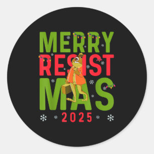 Funny Christmas Merry Resistmas 2025 Portland Frog Classic Round Sticker