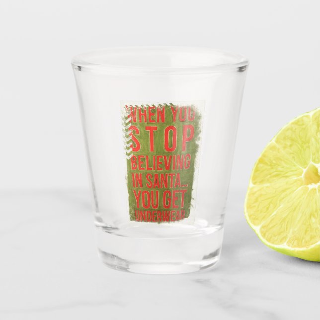 Funny Christmas Message Shot Glass! Glass (Front)