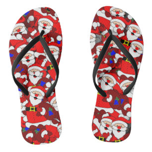 Funny Christmas Modern Whimsical Santa Collage Jandals