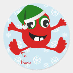 Funny Christmas Monster Gift Tag Stickers