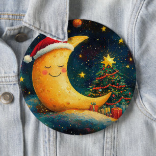 Funny Christmas Moon Galaxy Celebration 6 Cm Round Badge