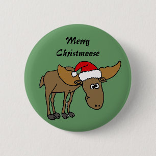 Funny Christmas Moose Cartoon 6 Cm Round Badge