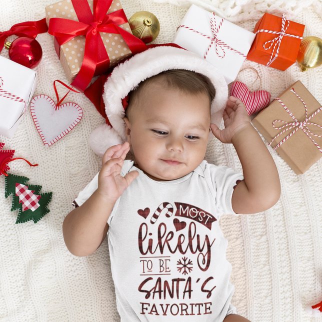 Funny Christmas Most Likely To Be Santas Favourite Baby Bodysuit (Funny Christmas Most Likely To Be Santas Favorite Baby Bodysuit)