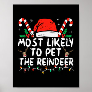 Funny Christmas Most Likely To Pet The Reindeer  Poster