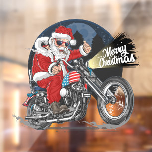 Funny Christmas Motorcycle Riding Santa Claus