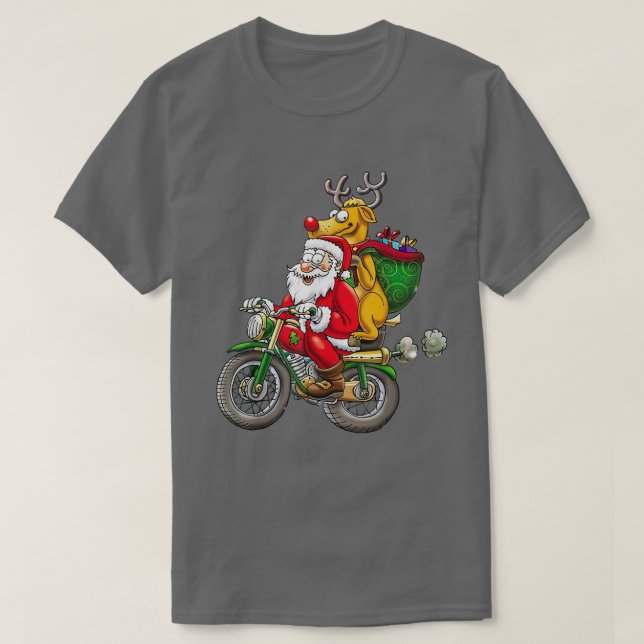 Funny Christmas Mountain Bike  Santa Claus Biking  T-Shirt (Design Front)