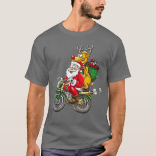Funny Christmas Mountain Bike  Santa Claus Biking  T-Shirt