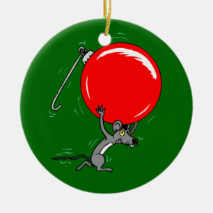 Funny Christmas Mouse Cartoon Ceramic Tree Decoration