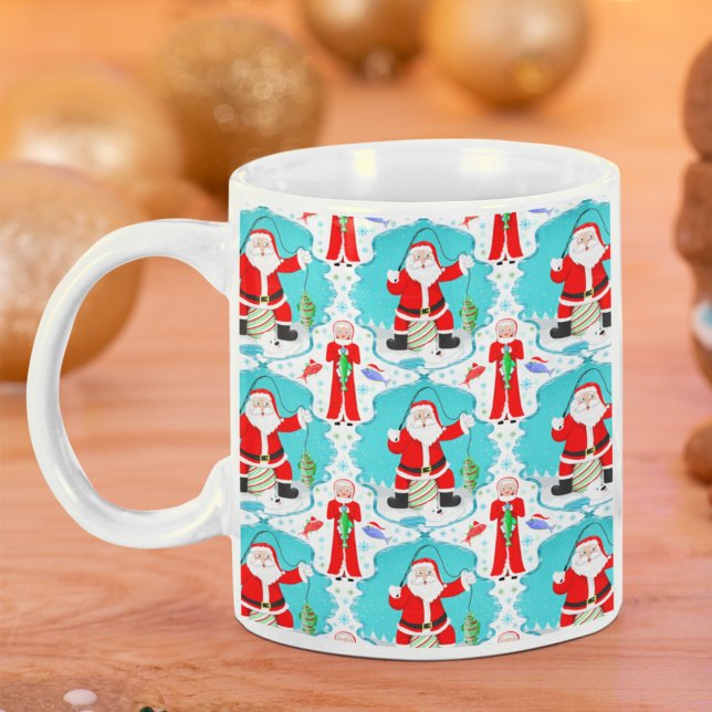 Funny Christmas Mrs. Claus Beats Santa At Fishing  Coffee Mug (Creator Uploaded)