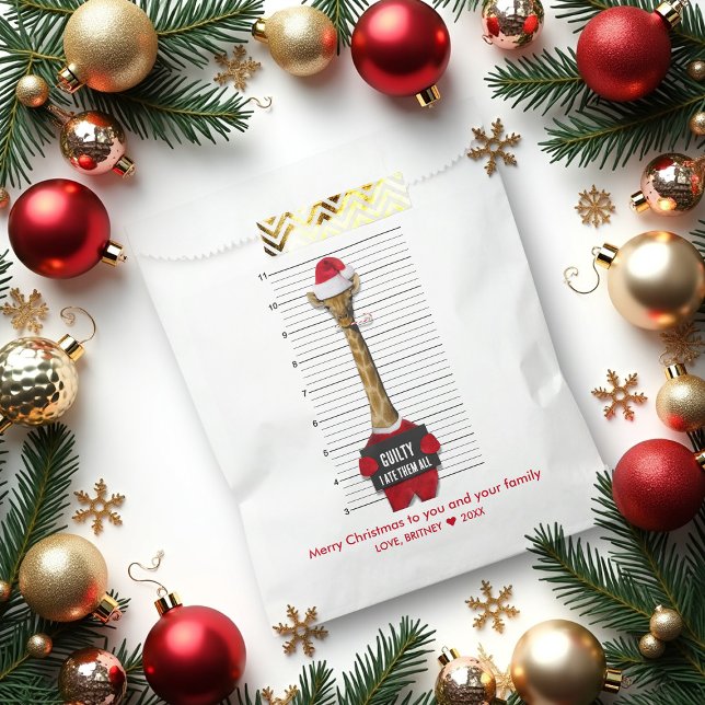 Funny Christmas Mugshot Guilty Giraffe Favour Bags (Creator Uploaded)