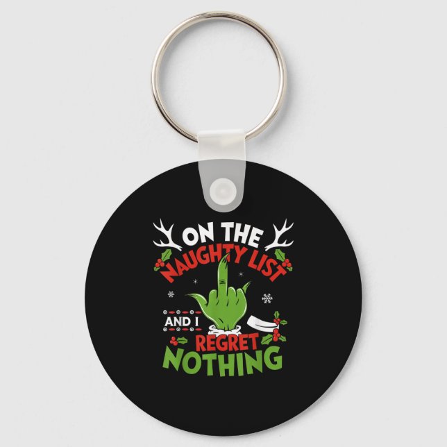 Funny Christmas Naughty List On The List Of Naught Key Ring (Front)