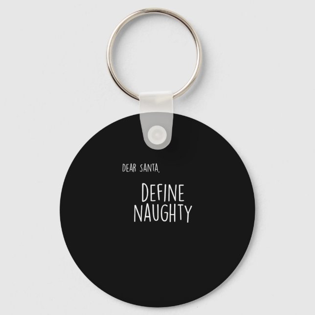 Funny Christmas Naughty Nice Santa Checklist Key Ring (Front)