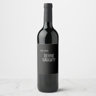 Funny Christmas Naughty Nice Santa Checklist Wine Label