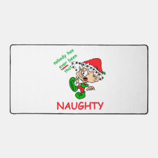 Funny Christmas Naughty Overwhelmed Elf Holiday  Desk Mat