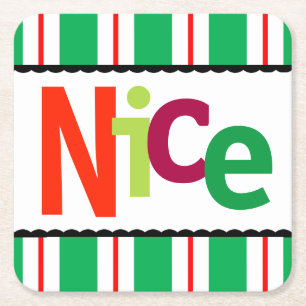 Funny Christmas Nice Colourful Modern Typography Square Paper Coaster