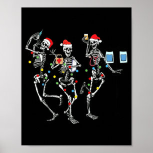 Funny Christmas Nurse Skeleton Nurse Dance Stethos Poster