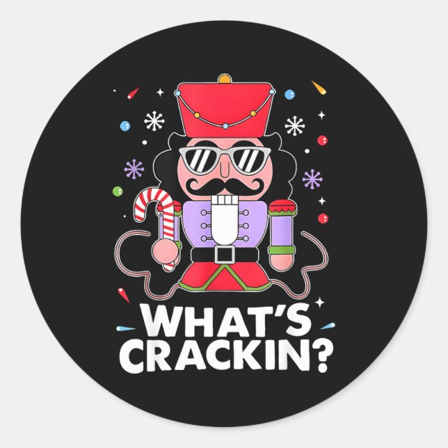 Funny Christmas Nutcracker Men Kids Teen Boys What Classic Round Sticker (Front)