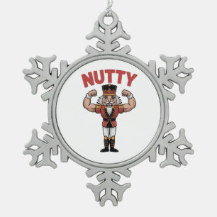 Funny Christmas Nutcracker Nuty Natural Fitness  Snowflake Pewter Christmas Ornament