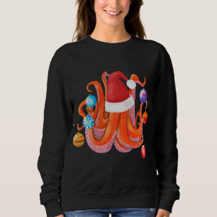 Funny Christmas Octopus Santa Hat Christmas Tree Sweatshirt