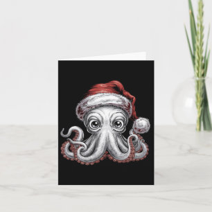 Funny Christmas Octopus With Santa Hat For Octopus Card