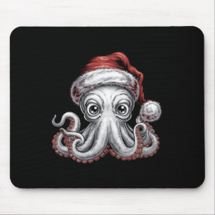 Funny Christmas Octopus With Santa Hat For Octopus Mouse Pad