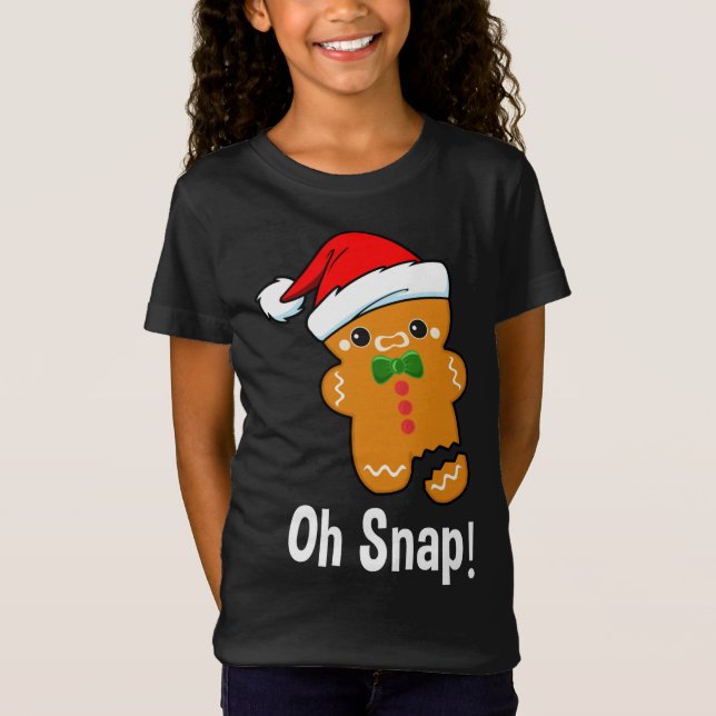 Funny Christmas Oh Snap! Baking Gingerbread Man T-Shirt (Front)