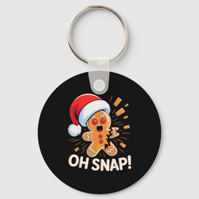 Funny Christmas Oh Snap Gingerbread Man Cookie X M Key Ring (Front)
