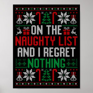 Funny Christmas On The Naughty List Ugly Christmas Poster