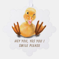 Funny Christmas Ornament Card Happy Duck - Smile