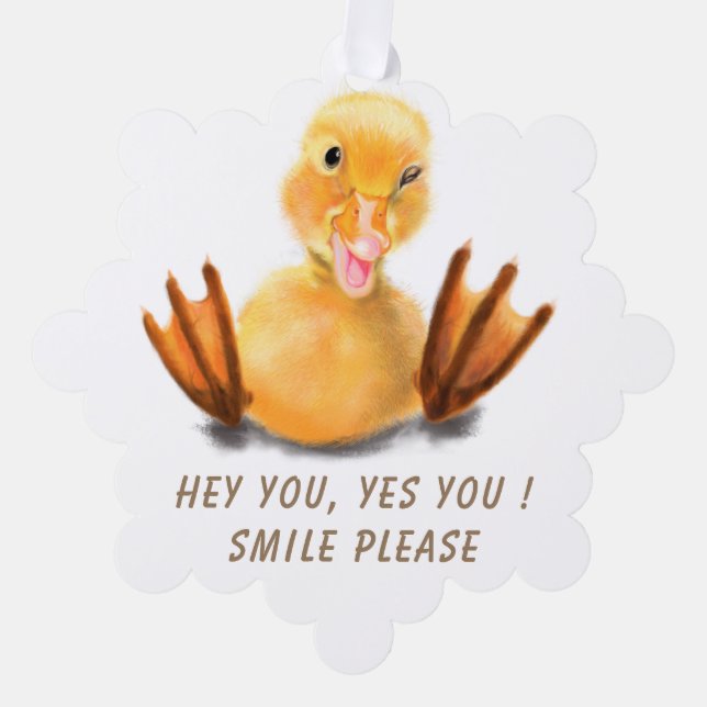 Funny Christmas Ornament Card Happy Duck - Smile (Front)