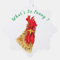 Funny Christmas Ornament Card Surprised Rooster